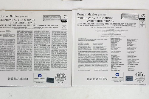 KLEMPERER MAHLER SYMPHONY WARNER CLASSICS SAX24734 Germany 2LP - Bild 2 von 3