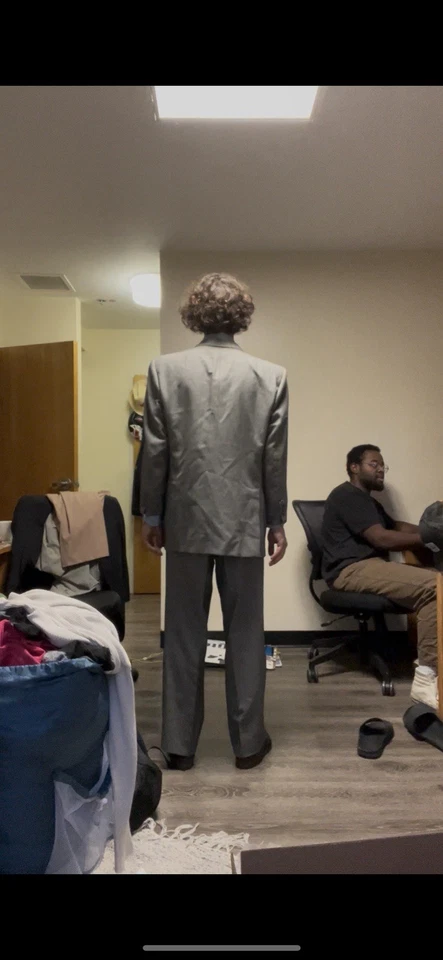 44R/54R Brioni Roma 男式 100% 羊毛鸟眼黑白 2 件套西装 — 第 4/4 张图片