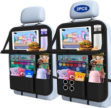 2 Pack Car Backseat Organizer with Tray 9 Pockets Tablet Holder Storage Bag