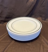 Corning Glass Plates Green Bands Restaurant Ware (6) Vintage Little Joe Mark
