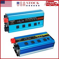 2000W 3000W 4000W Pure Sine Wave Power Inverter 12V 24V to 110V Converter 4x USB