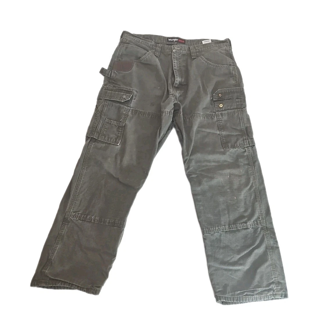 Wrangler Riggs Workwear Pants Measures Style 38x30 Green Cargo Style Distressed