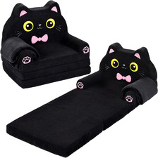 Kids Couch, 2-In-1 Soft Toddler Couch Fold Out with Blanket, Chair Comfy, Foldab
