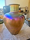 L.C. TIFFANY SIGNED GOLD FAVRILE 8.5" VASE w/BULBOUS BODY & NARROW NECK- SUPER