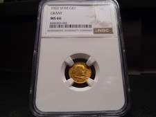 1922 MS66 Grant with Star Gold Commemorative Dollar NGC Certified Gem - Stunning
