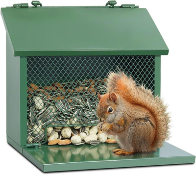 Metal Squirrel Feeder, Squirrel Feeders for outside Hanging Nesting Box Chipmunk
