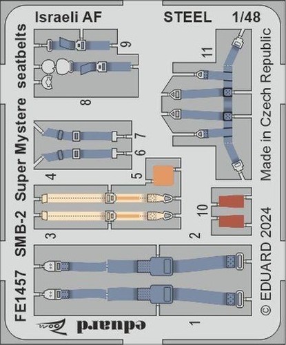 Eduard FE1457 1/48 SMB-2 Super Mystere Seatbelts Israeli AF STEEL for