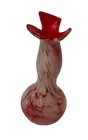 Vintage Murano Handblown Mottled Art Glass Bud Vase Rare Italy 7.5” Red White