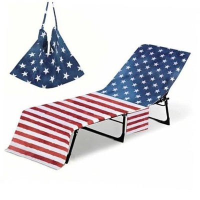 Irisbell Lounge Chair Towel Cover with Side Pockets,Thick Quick American Flag