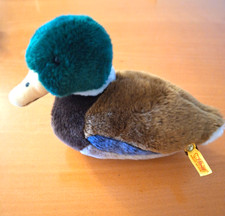 Original Steiff Plush Toy Duck Mallard with Metal Button 090967 Collectible VGC