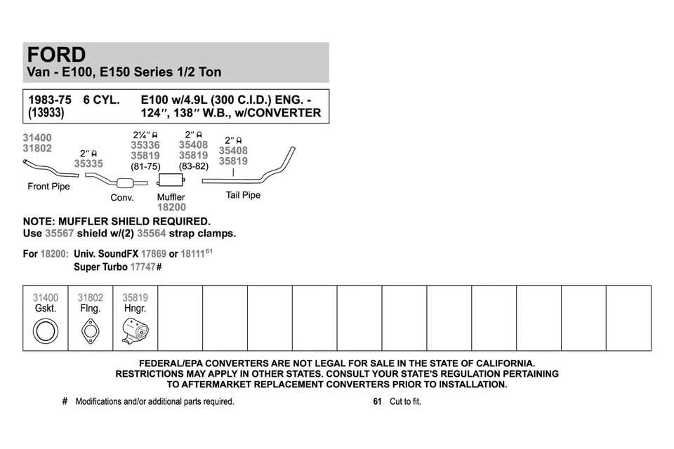 For Ford F-150 1975-1978 Walker 35819 Steel-Rubber Silver-Black Exhaust Hanger Foto 4 de 4