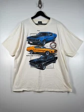 Vtg Ford Mens Mustang Mach 1 Classic Muscle Car T Shirt White Sz XL 24x30.5
