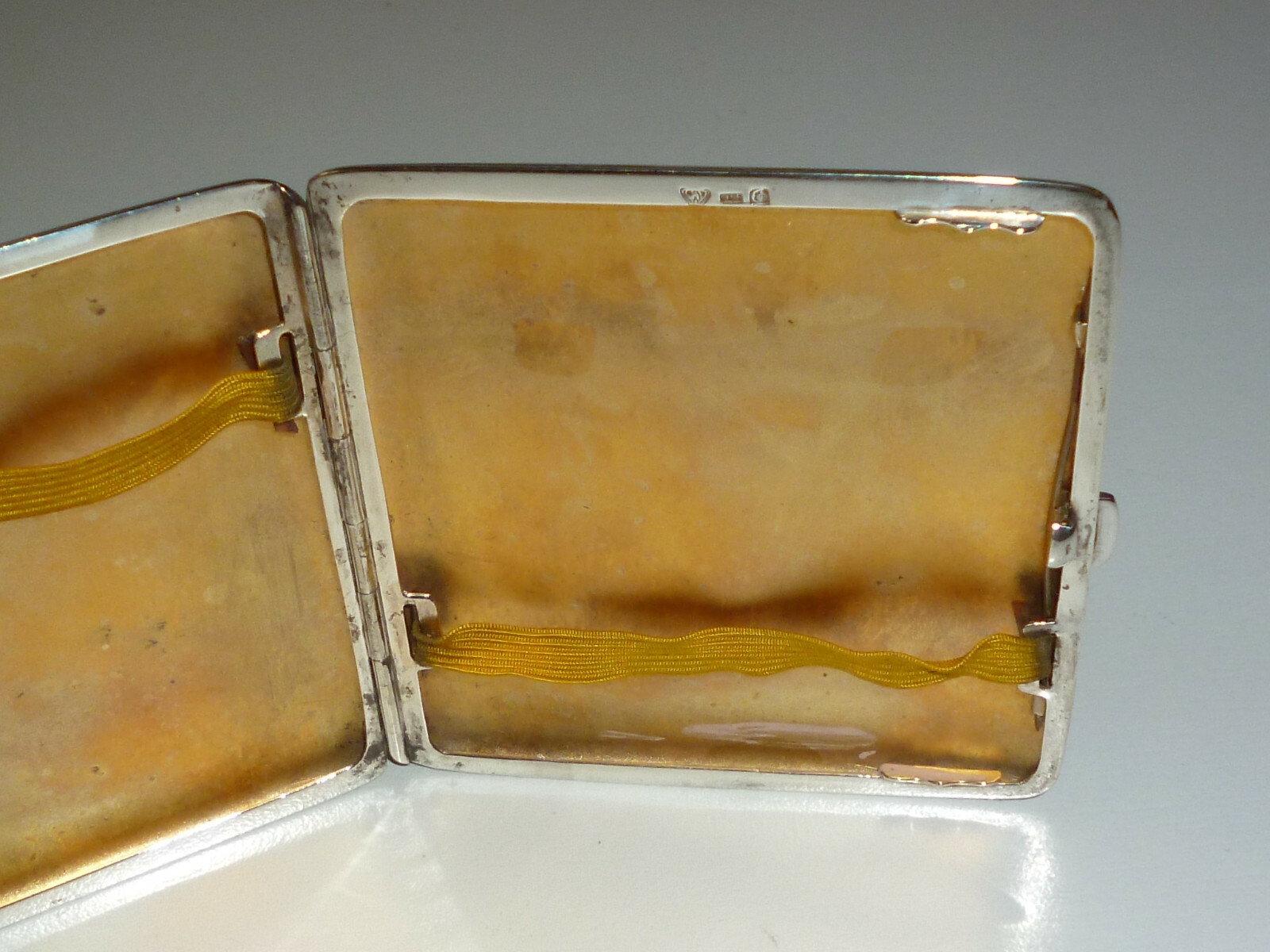 Details zu VINTAGE 925 SILVER CIGARETTE CASE W. GOLD STRIPES? -ZIGARETTENETUI - RARE Vorteilhaft HEISS