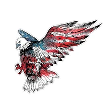Patriotic American Eagle, American Flag Bumper Sticker Military Vinyl Decal 5"