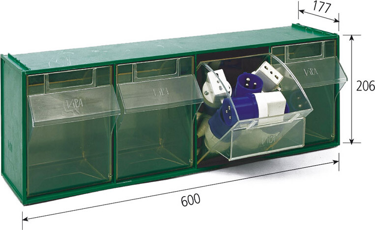 Cassettiera Componibile Vipa FOX 104 Verde 4 Cassetti Porta Minuteria