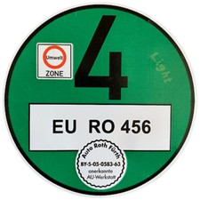 Produktbild - Grüne Feinstaubplakette - Umweltplakette amtlich und offiziell, Laser bedruckt!