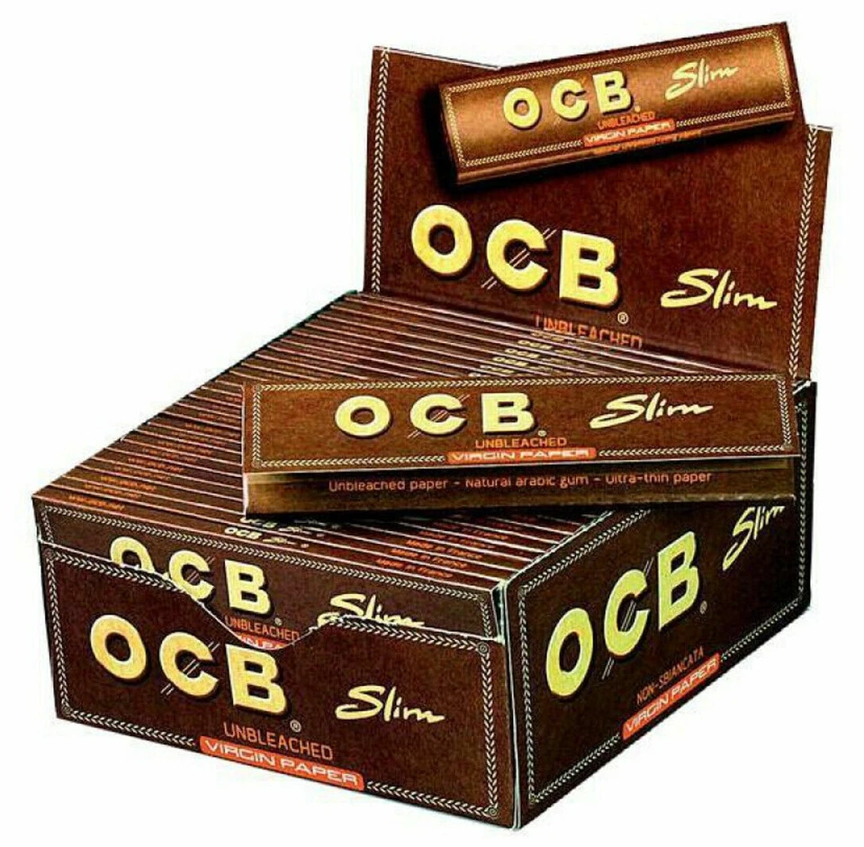 OCB BROWN VIRGIN KING SIZE Unbleached Slim Rolling Paper Natural 1 5 10 25 50