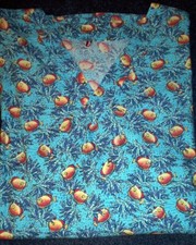 Under the Sea Fish  Coral Handmade Blue Cotton Scrub Top, Size X- Large