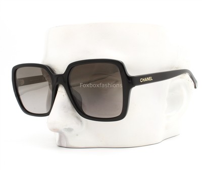 Chanel Sunglasses 5505-A 622/M3 Polished Black Light Gray Polarized w/case NWT