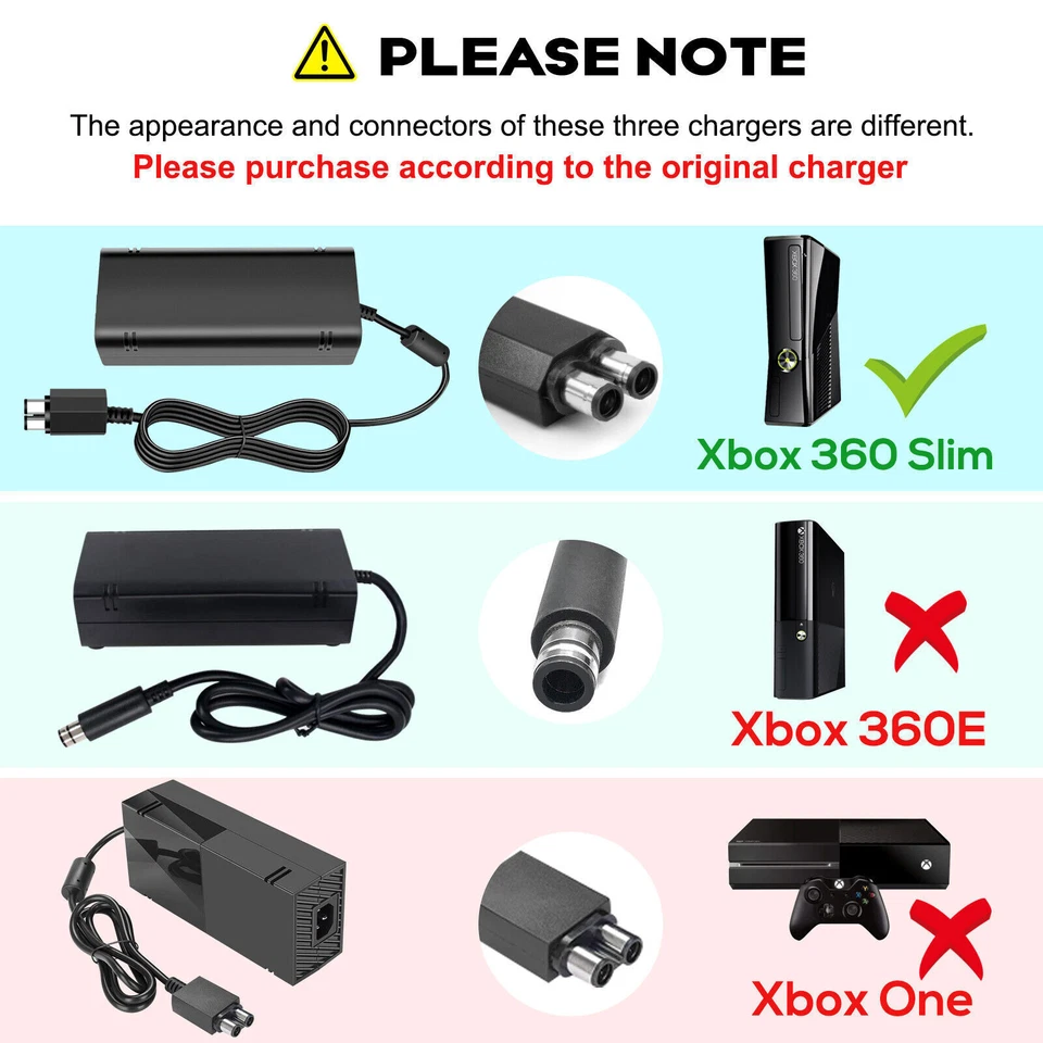 AC Adapter Brick Charger For Microsoft XBOX ONE/360 Slim Console Power Supply - Image 3 of 4