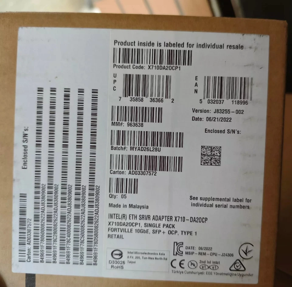 Intel X710-DA2OCP 10GB SFP+ OCP Ethernet Server Adapter X710DA2OCP1 With Bradyid - Image 3 of 4