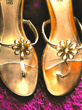  NEW , GOLD JEWELED SANDALS