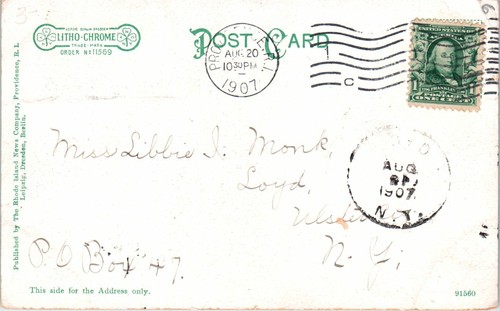 1900s UDB RI Postcard Pomham Light Narragansett Bay Rhode Island Boat Houses - Picture 2 of 2