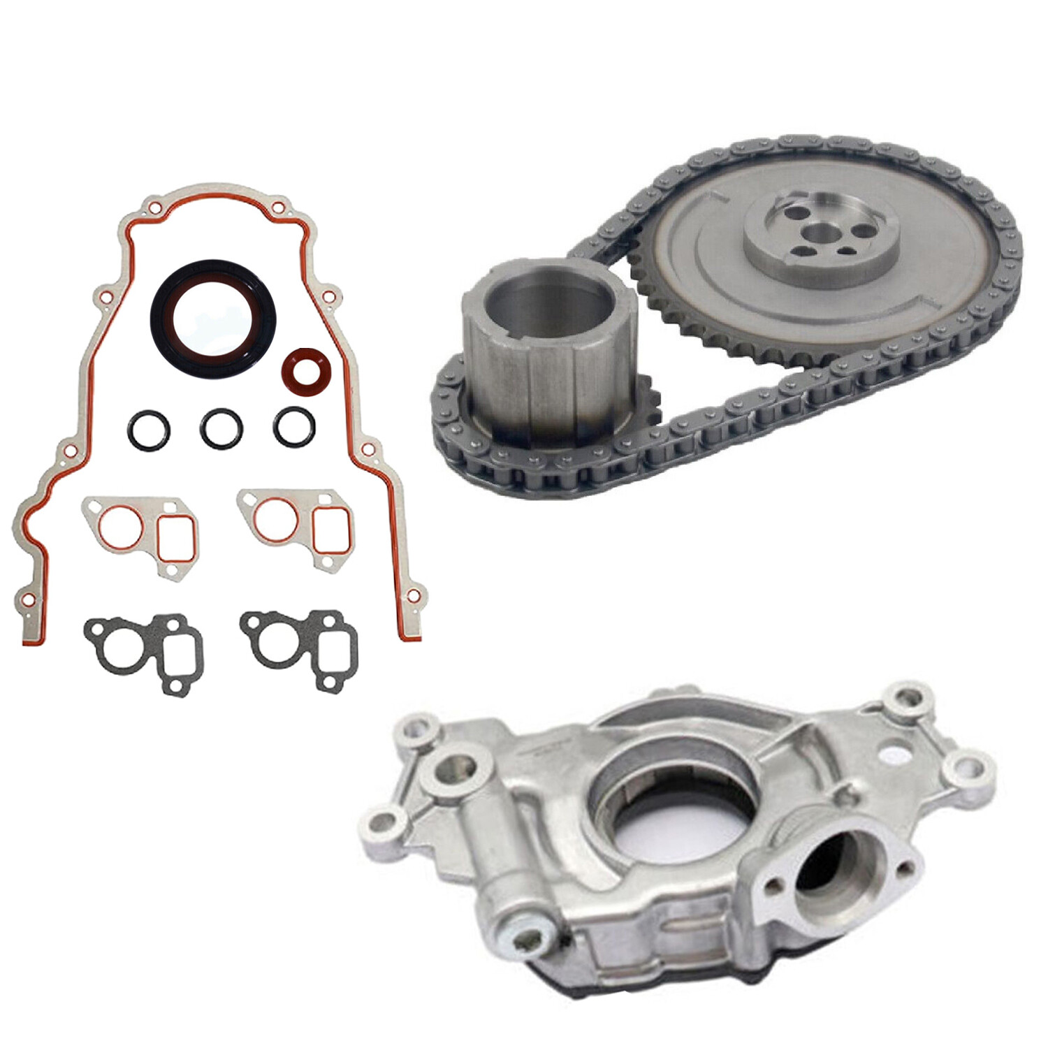 New LS High Volume Oil Pump Parts Change Kit+Gaskets &Timing Chain RTV