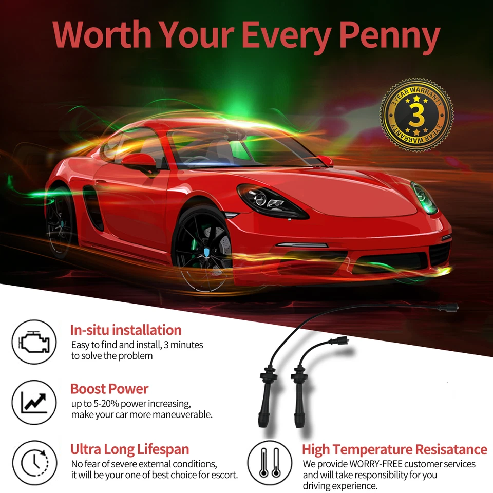 OEM 2 Spark Plug Wireset 671-4268 for 2001-2005 Mazda Miata Protege L4 35-4418 Foto 2 de 4