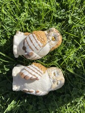 Franklin Mint Ceramic Owls Salt + Pepper Shaker Cruet Set