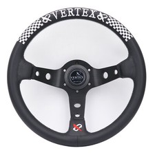 Vertex 13 White Embroidery Deep Dish Car Drift Rally Sport Steering Wheel