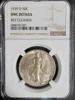 1939 D Walking Liberty Silver Half Dollar, NGC Graded: Unc. Details Rev Cleaned