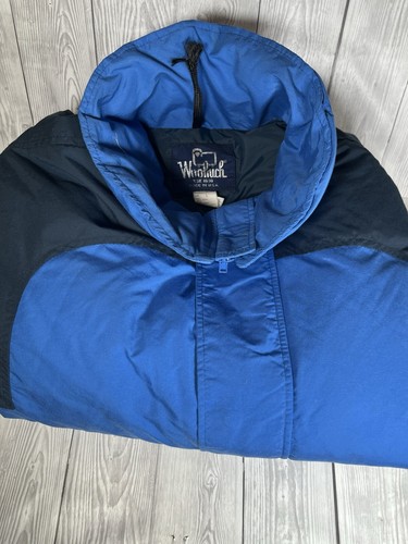 Vintage Woolrich Bomberjacke L 90er Made In USA blau wattiert Outdoor-Lackmarke - Bild 18 von 18