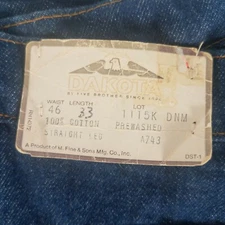 Vintage New Old Stock Dakota Bootcut Denim Jeans 46 x 33 Made USA Five Brother
