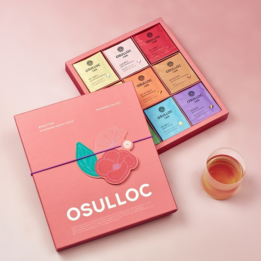 Surtido premium de té OSULLOC Blooming Tea Coreano - Juego de 9 variedades x 4 bolsas de té