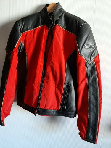 Hein Gericke Medium Cowhide Leather Korea Mens Motorcycle Rider Jacket Red Black