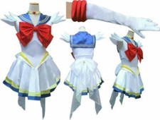 Super sailor Sailormoon White Serena Cosplay Costume Gloves Custom Made