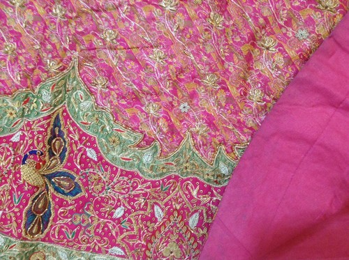 Om Vintage Indian Wedding Art Silk Hand Beaded Pink Lehenga Blouse Piece LP86 - Picture 11 of 12