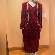 Velvet Red Color Kaftan Dress, Size-XL