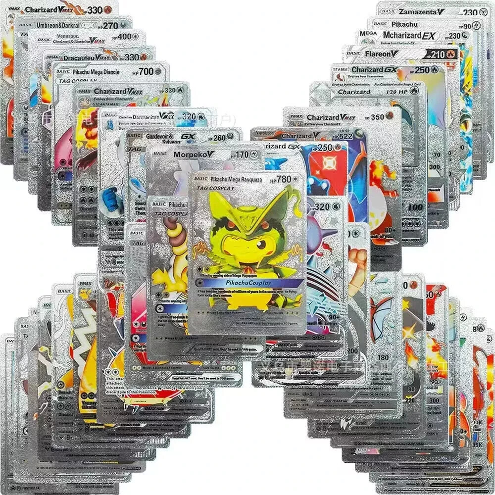 New 55PCS Pok Card Foil GOLD PACK CARDS TCG GX Vmax GX Card Charizard Rare
