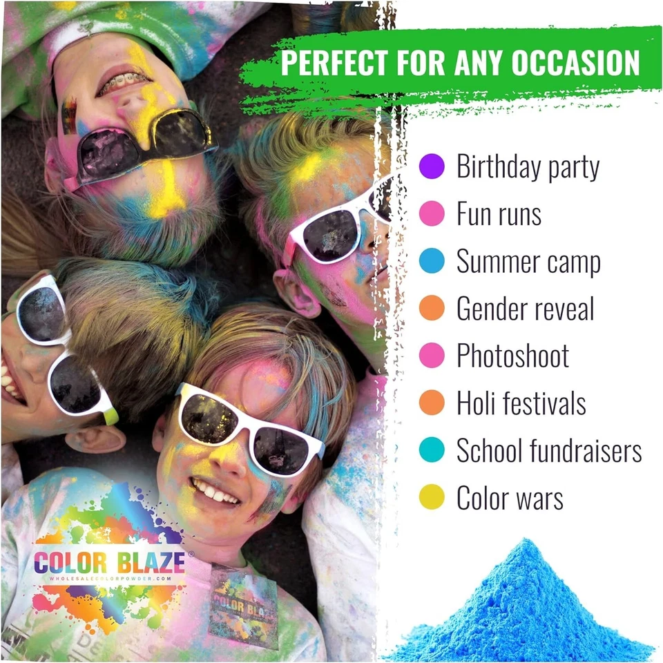 Color Blaze - 25 lbs Blue Color Powder - Holi Fun Runs Festivals Color War Party - Image 4 of 4