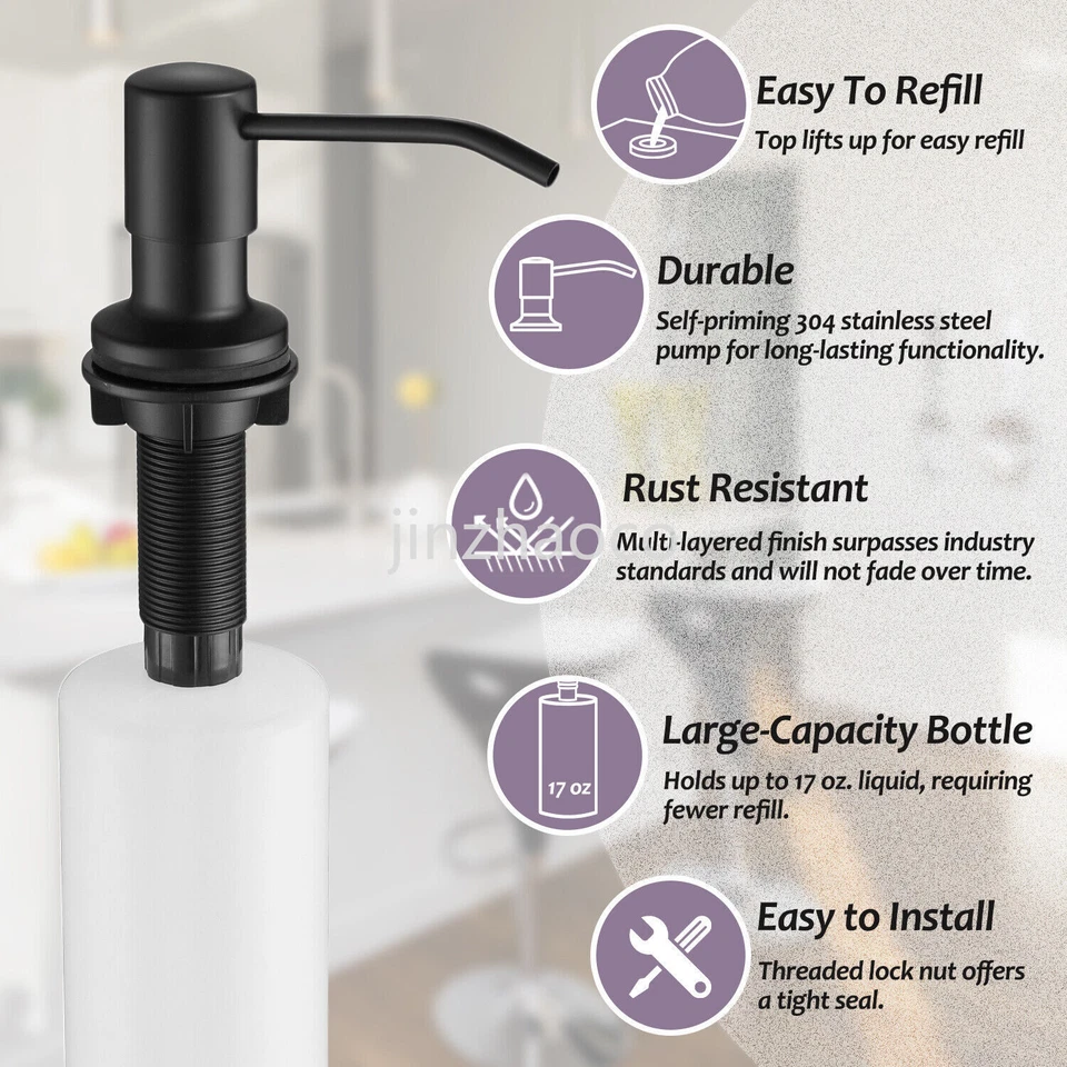 500 ML Stainless Steel Head Soap Dispenser Kitchen Sink Hand Liquid Pump Bottle - Image 3 of 4