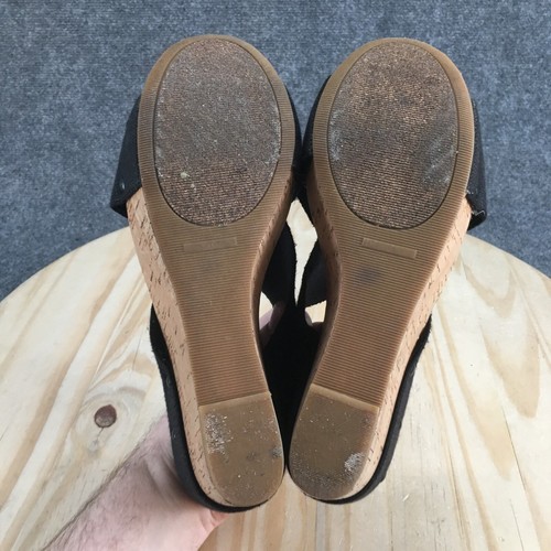 Lucky Brand Sandals Womens 9.5 M Miller Slide Black Casual Open Toe Wedge Heels - Picture 10 of 16