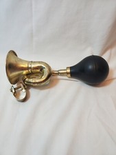 Bicycle Air Horn Brass Bugle with Black Rubber Bulb Vintage With Brass Clamp
