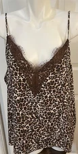 Melrose and Market Nordstrom Lace Trim Leopard Cami Top Beige Womens 2X New
