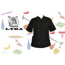 Giacca cuoca lino nera doppiopetto Lyra srl