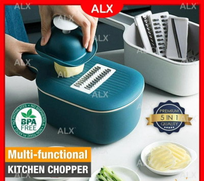 5 in 1 Multifunction Mandoline Slicer Chopper Large Capacity Drain Basket Cutter