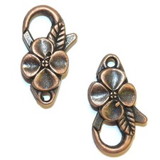 ML399 Antiqued Copper Large 25mm Flower Design Lobster Claw Focal Clasp 10pc