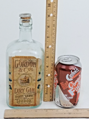 Gordon's Dry Gin Liquor Bottle w/ Glass Cork London England
