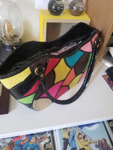 Multi Color Print Gator Design Purse